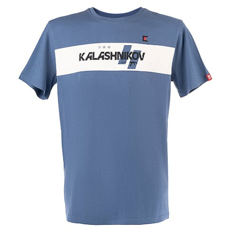 Футболка синяя Калашников с полосой XL