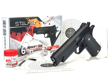 Страйкбольный пистолет Stalker SA1911M Spring (Colt1911 Rail) 6мм комплект