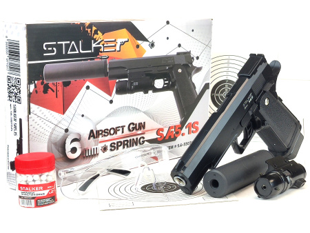 Страйкбольный пистолет Stalker SA5.1 Spring+ПБС (Hi-Capa 5.1) 6мм комплект