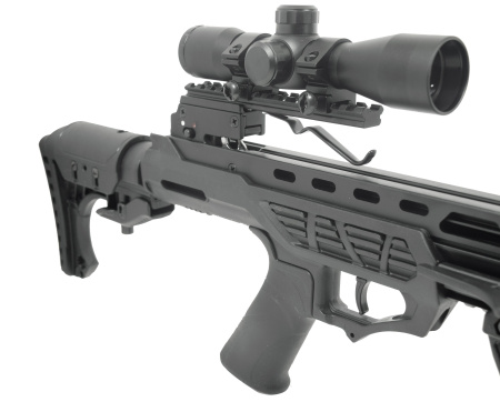 Арбалет блочный Man Kung XB65, блочный, black, кивер, 4 шт. стрелы, прицел, крепеж, воск, натяж.