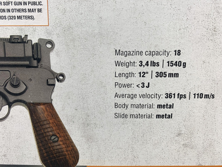 Пневматический пистолет Gletcher M712 Маузер