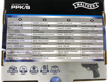 Пневматический пистолет Walther PPK/S с блоубэком