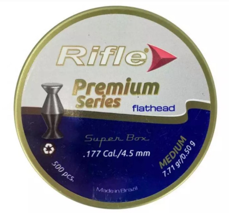 Пуля пневм. RIFLE Premium Series Flathead medium 4,49 мм. 0,50 гр. (500 шт. в банке)