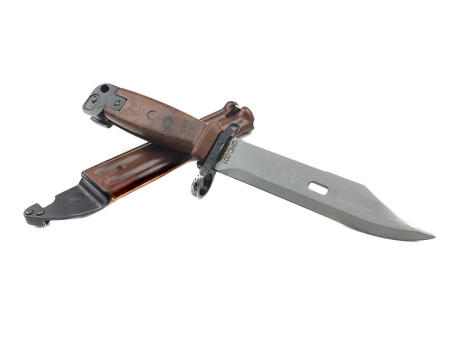 Макет массогабаритный штык-ножа АК-74 с коричневой рукояткой без пропила