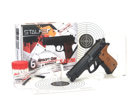 Страйкбольный пистолет Stalker SA92M Spring (Beretta 92) комплект