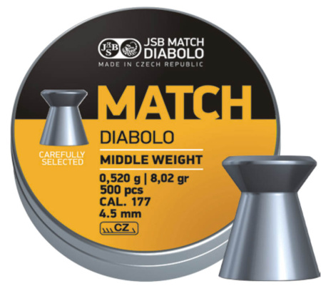 Пули JSB MATCH DIABOLO (Yellow Middle Weight) 4,5 мм 0,520г 500 шт